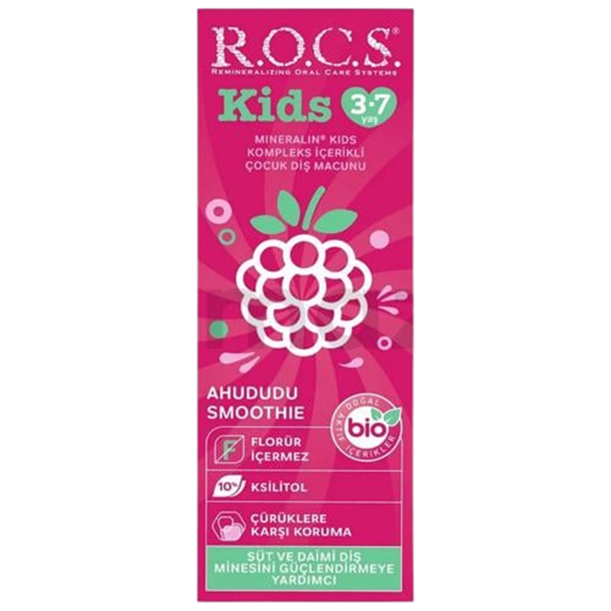 Rocs Rocs Kids Diş Macunu Ahududu Smoothie Tadında Florürsüz 3-7 Yaş 45 gr