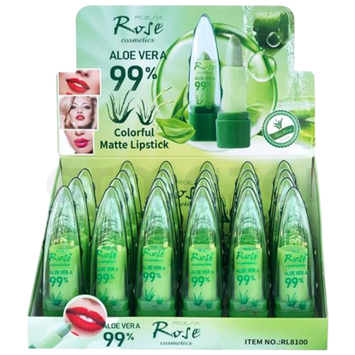 Rose Cosmetics Rose Cosmetics Aloe Vera Colorful Matte Lipstick 24'lü Stant