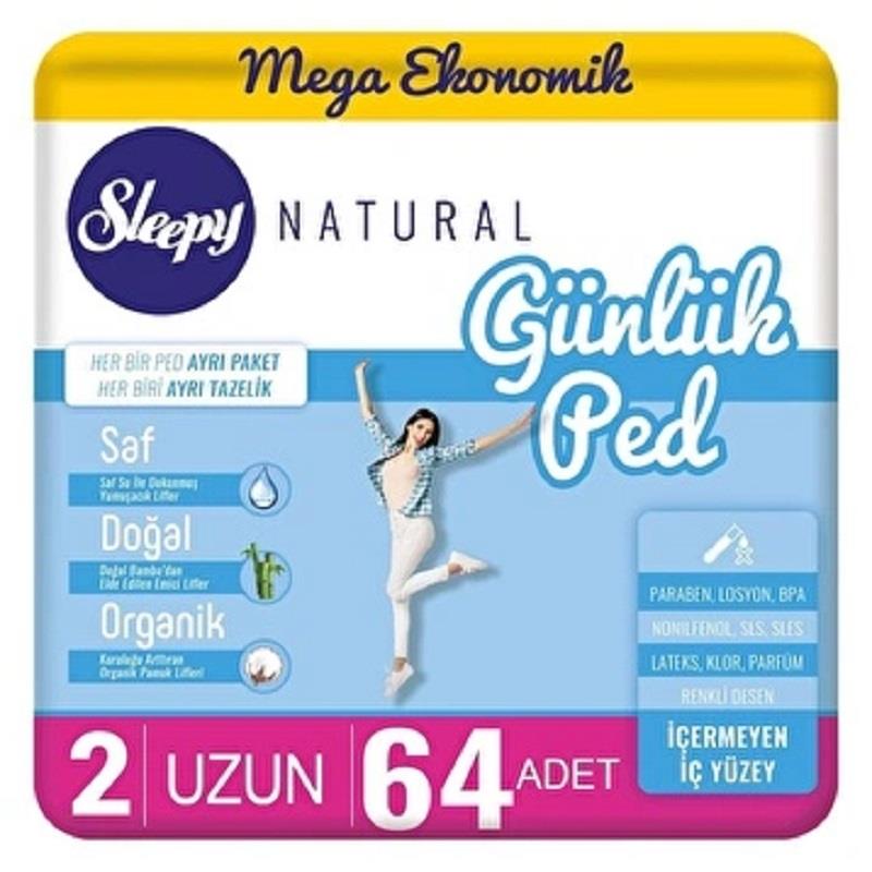 Sleepy Sleepy Natural Günlük Ped Uzun 64'lü