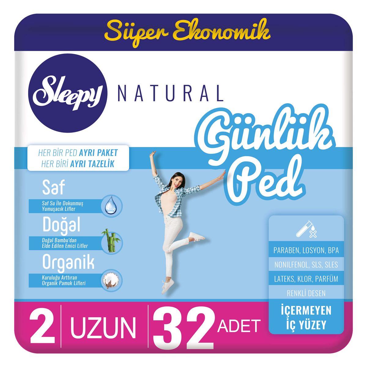 Sleepy Sleepy Natural Günlük Ped Uzun 32'li