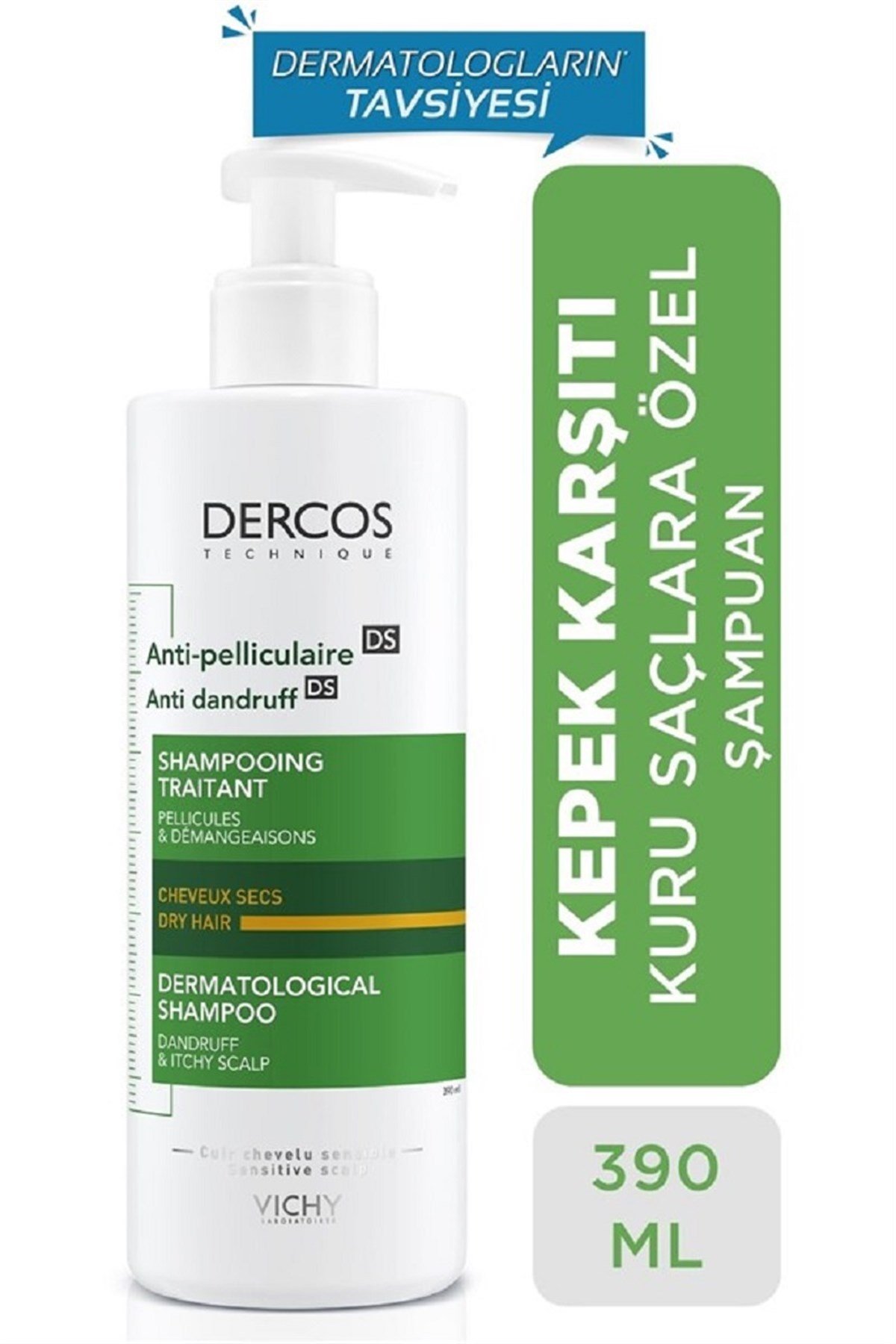 Vichy Vichy Dercos Anti-Dandruff Şampuan Kuru Saçlar için Kepek Karşıtı 390 ml