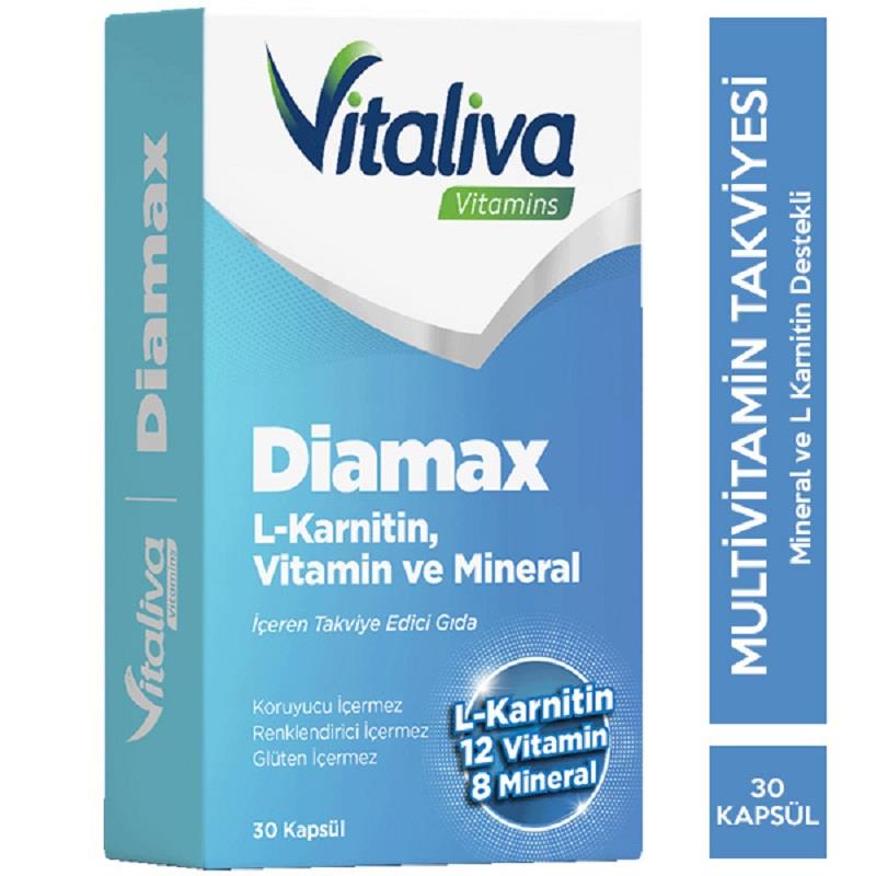 VİTALİVA Vitaliva Diamax L-Karnitin Multivitamin ve Mineral 30 Kapsül