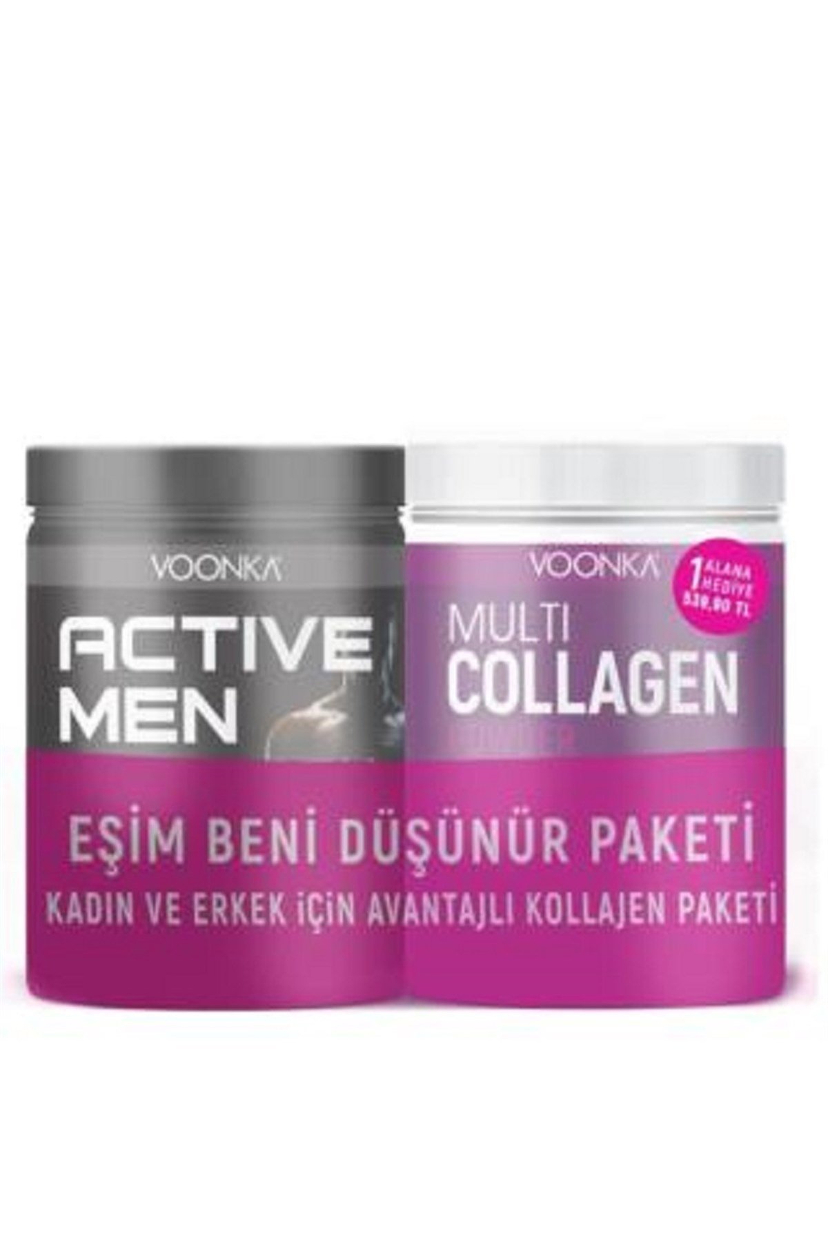 Voonka Multi Collagen Powder 300 gr + Active Men Collagen 250 gr ...