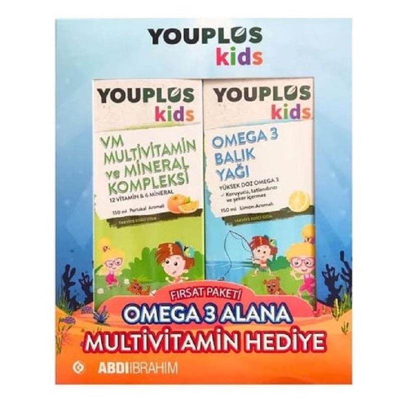 YouPlus YouPlus Kids Multivitamin 100 ml + Omega 3 Şurup 100ml 2'li Kofre