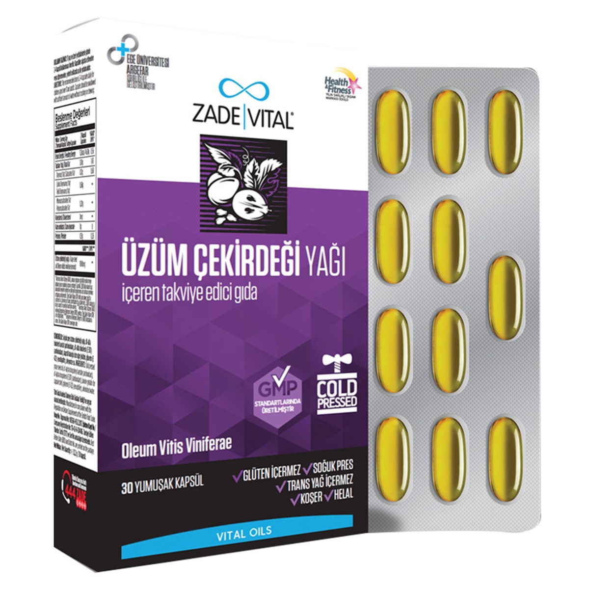 Zade Vital Zade Vital Üzüm Çekirdeği Yaği 500mg 30 Yumuşak Kapsül