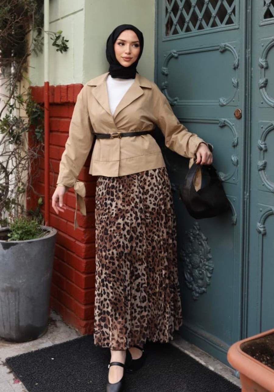 tesettür leopar etek