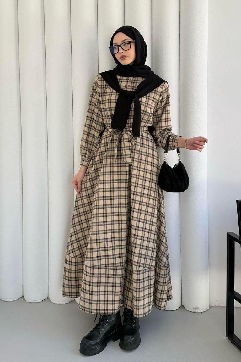 ekose-elbise-modelleri