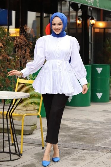 Fırfırlı gömlek tesettür