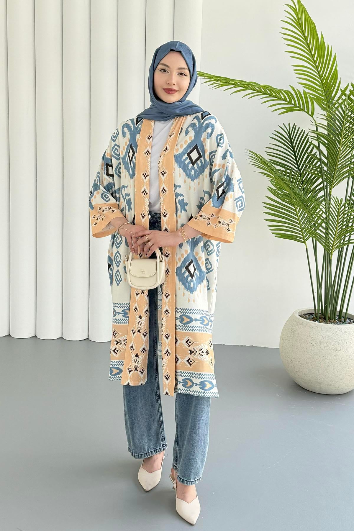 Çini Desen Kimono-MAVİ