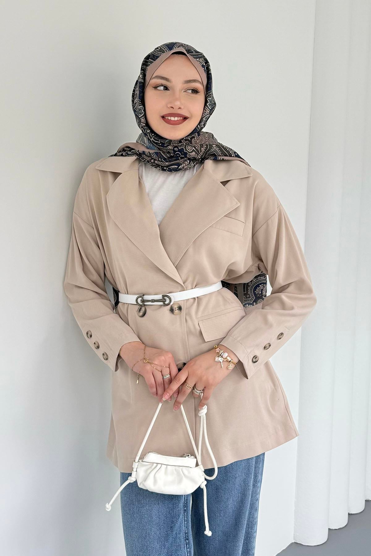 Gabardin Oversize Spor Ceket-TAŞ