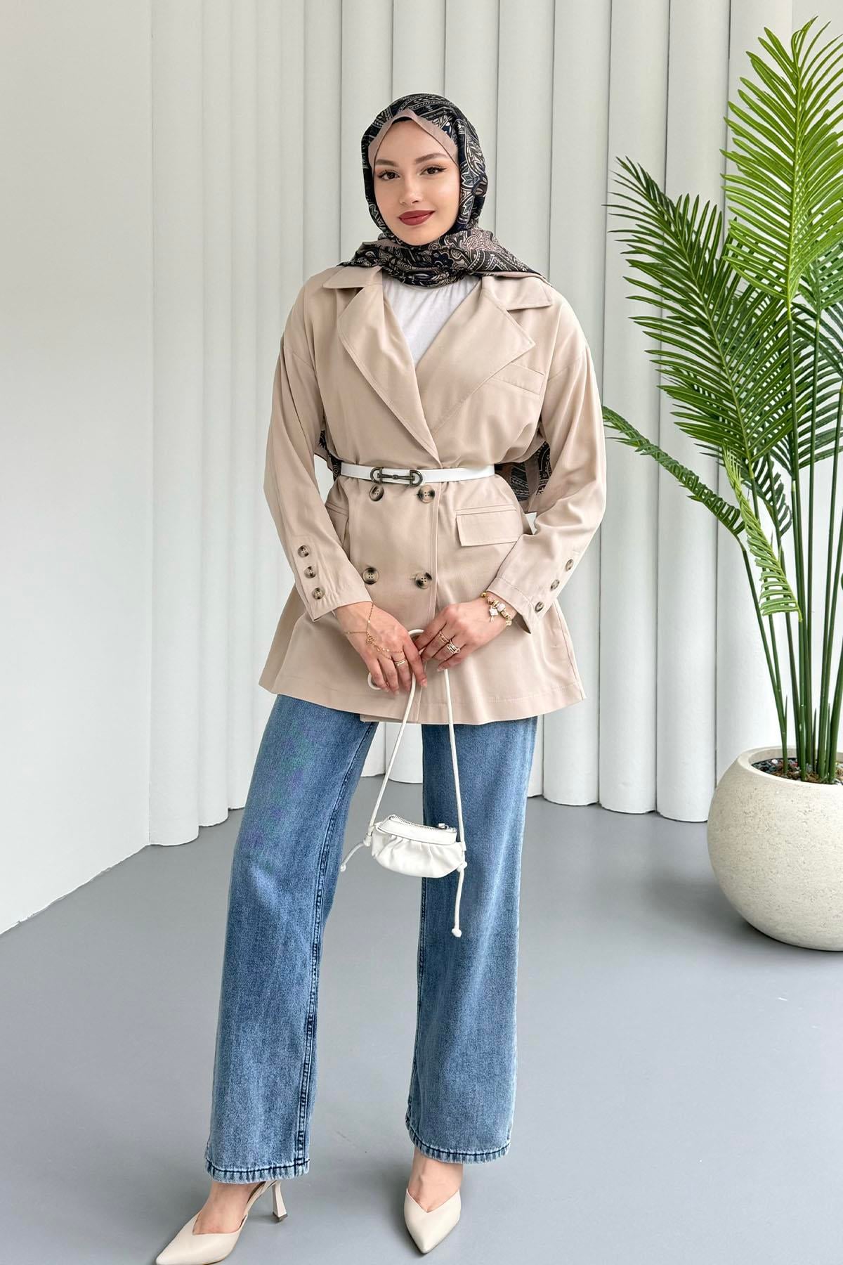 Gabardin Oversize Spor Ceket-TAŞ