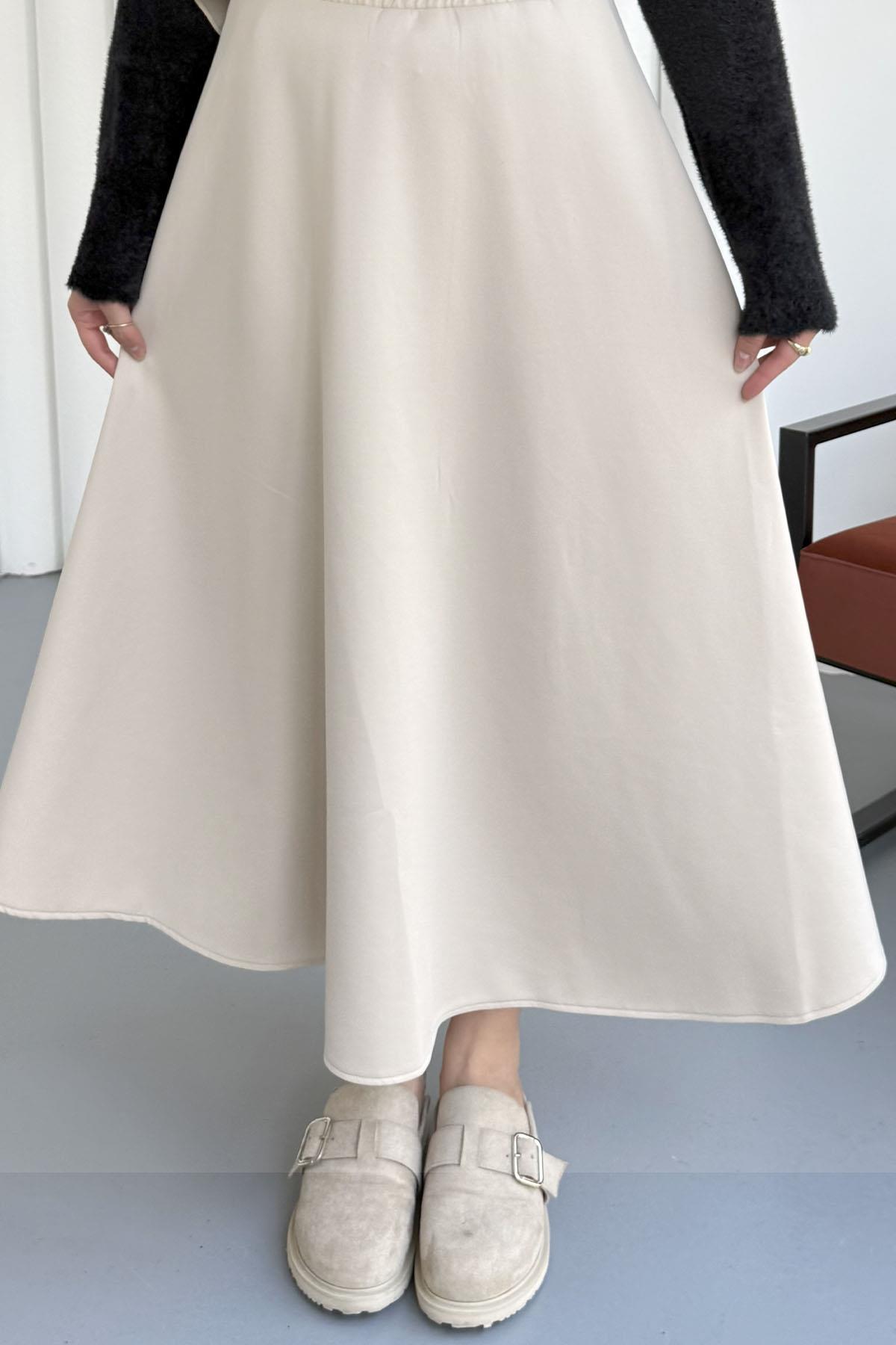 Scuba Kumaş Kloş Etek-TAŞ