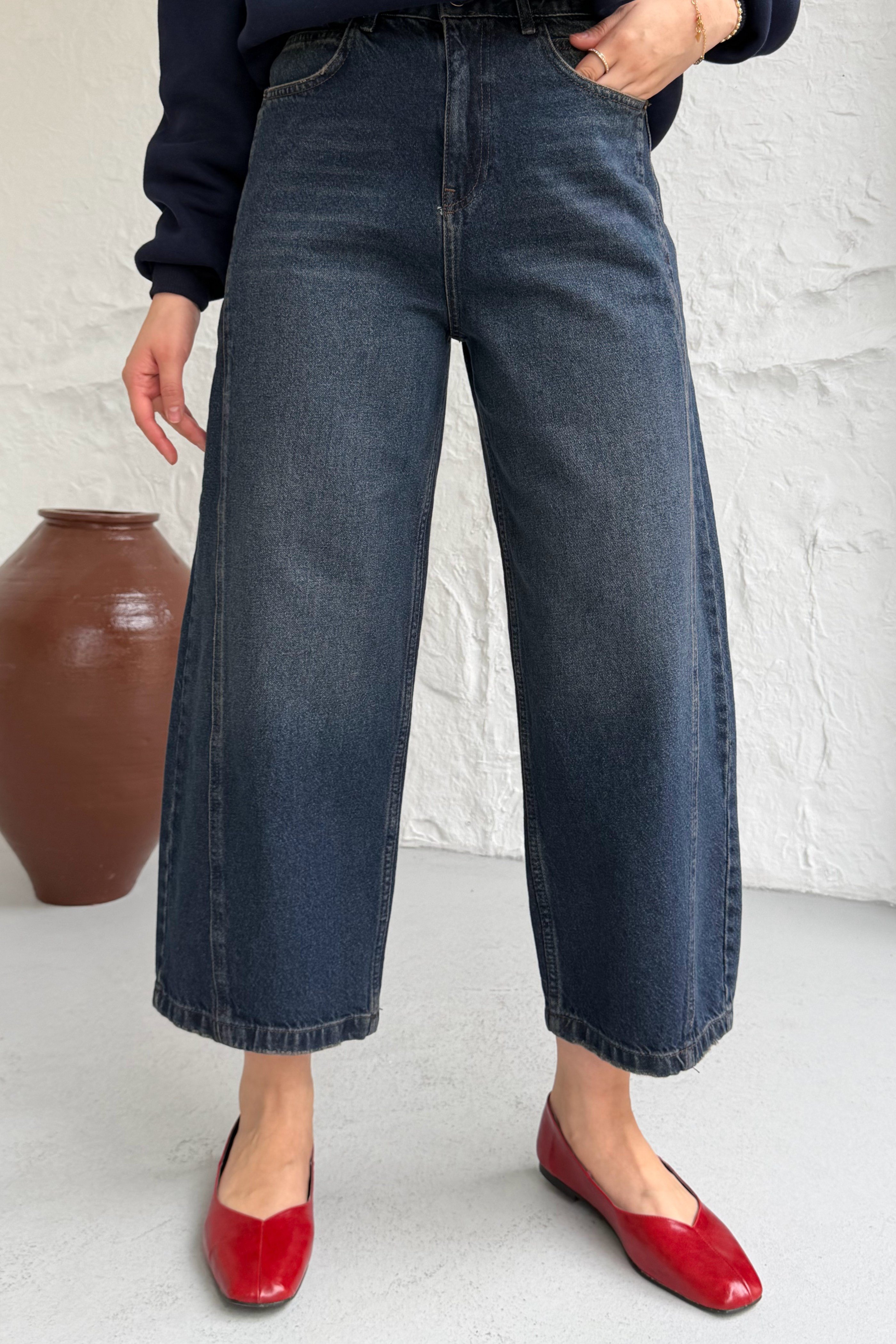 Tinted Yıkamalı Denim Jean Pantolon-KAHVERENGİ
