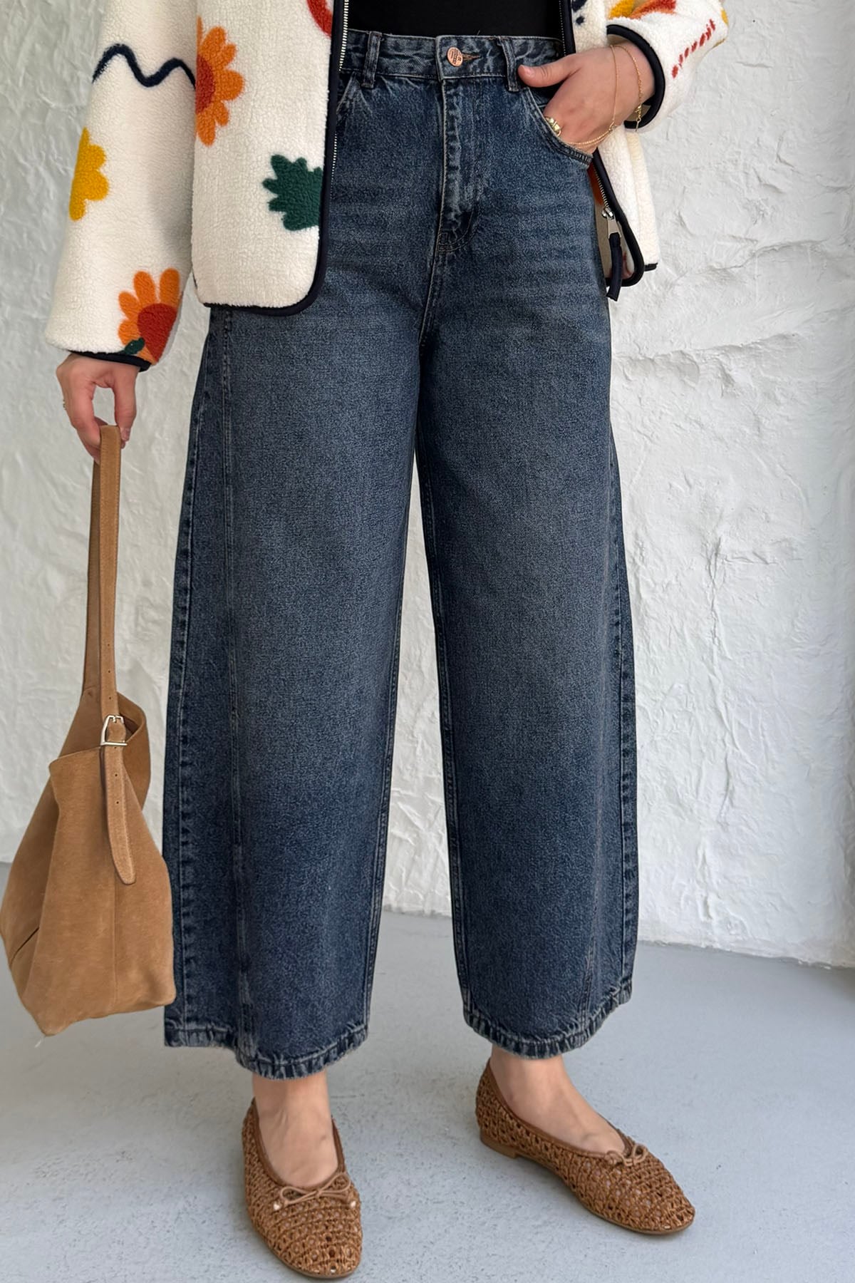 Tinted Yıkamalı Denim Jean Pantolon-KOYU MAVİ