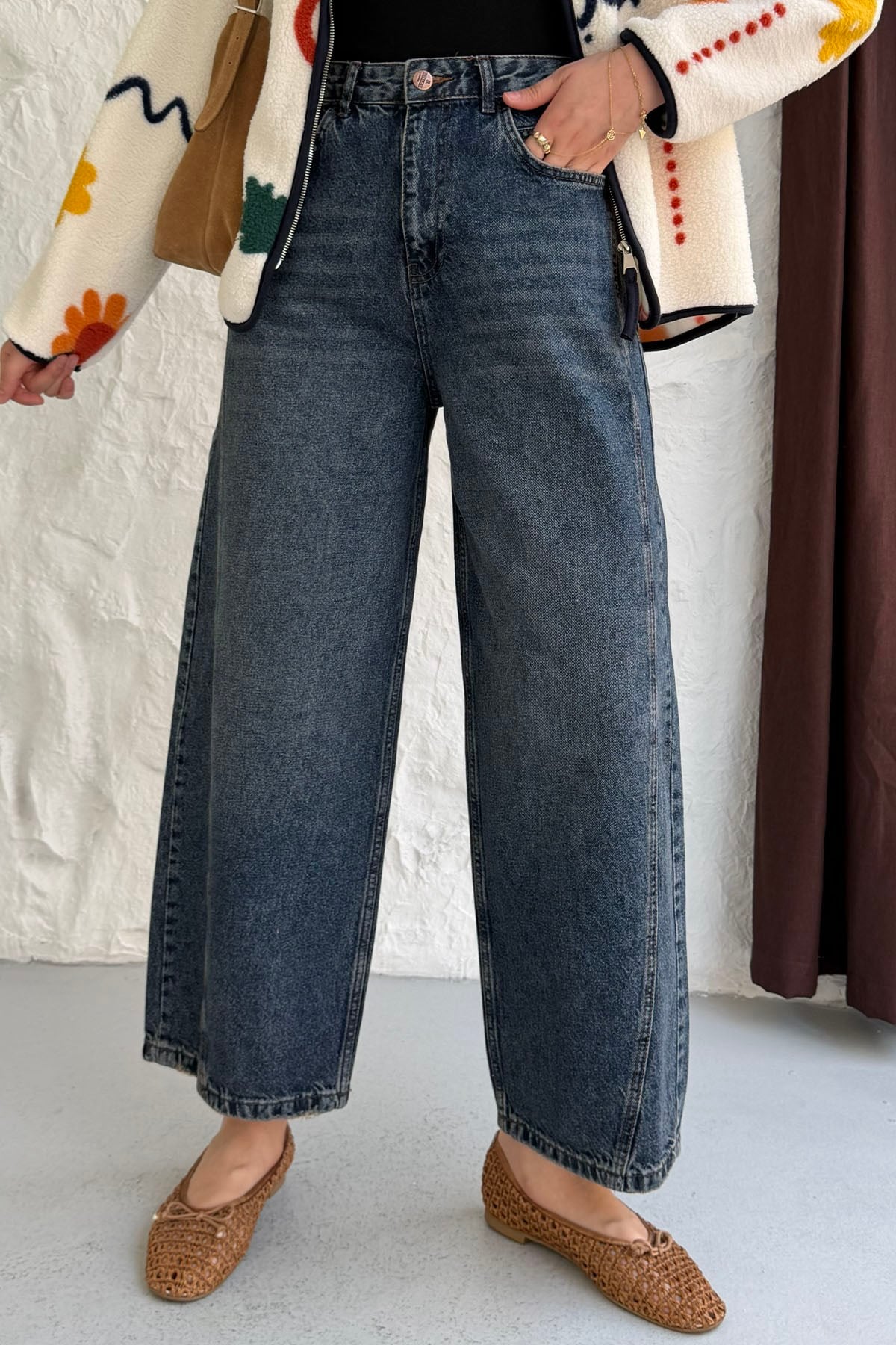 Tinted Yıkamalı Denim Jean Pantolon-KOYU MAVİ