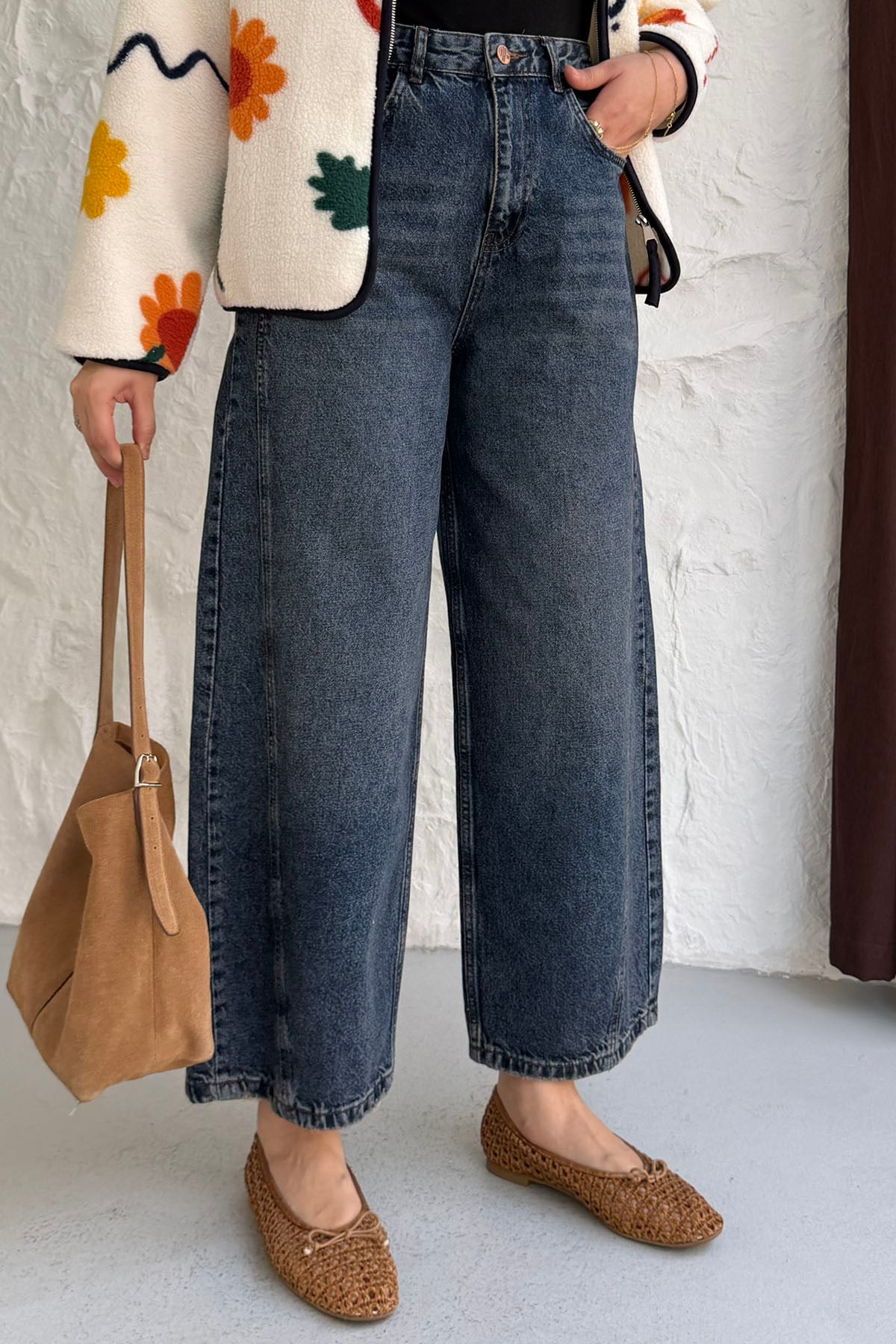 Tinted Yıkamalı Denim Jean Pantolon-KOYU MAVİ