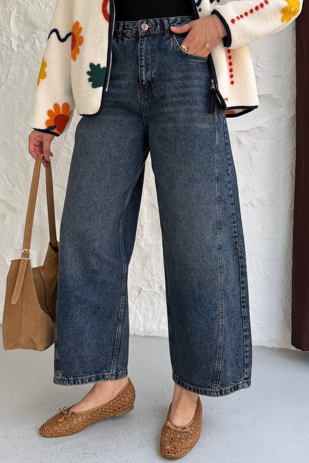 Tinted Yıkamalı Denim Jean Pantolon-KOYU MAVİ