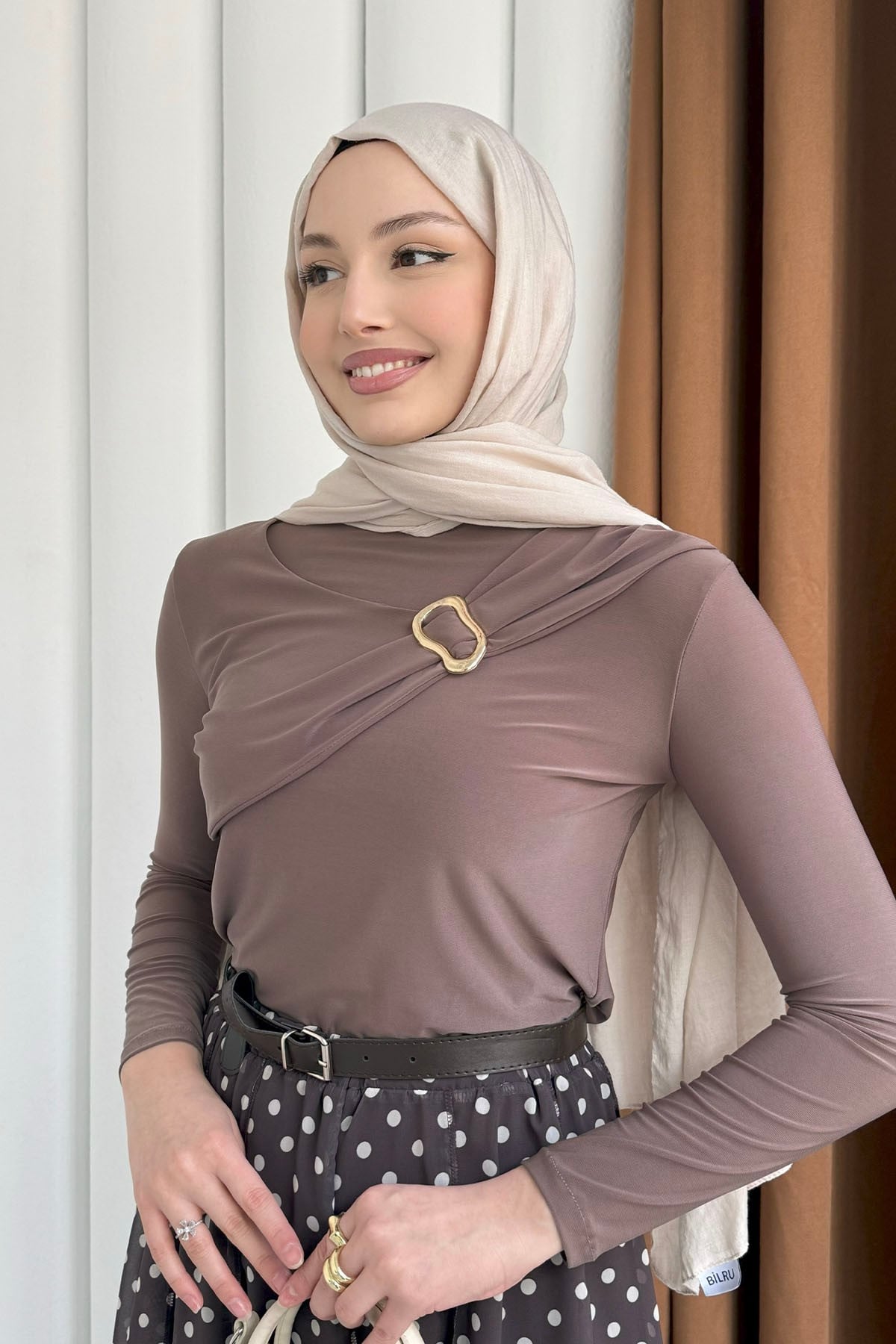 Toka Detaylı Sandy Bluz-VİZON