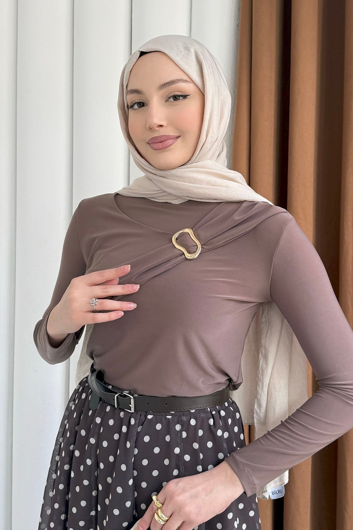 Toka Detaylı Sandy Bluz-VİZON