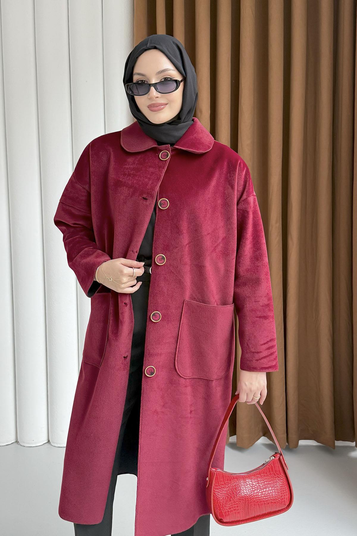 Torba Cepli Bebe Yaka Oversize Kaban-BORDO