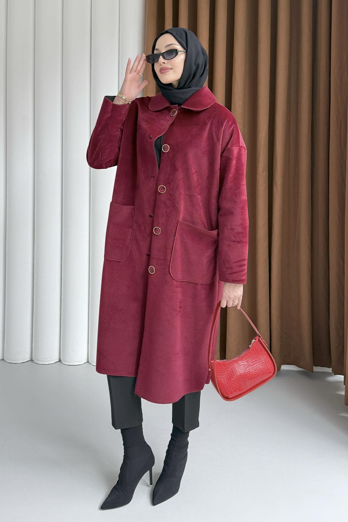 Torba Cepli Bebe Yaka Oversize Kaban-BORDO