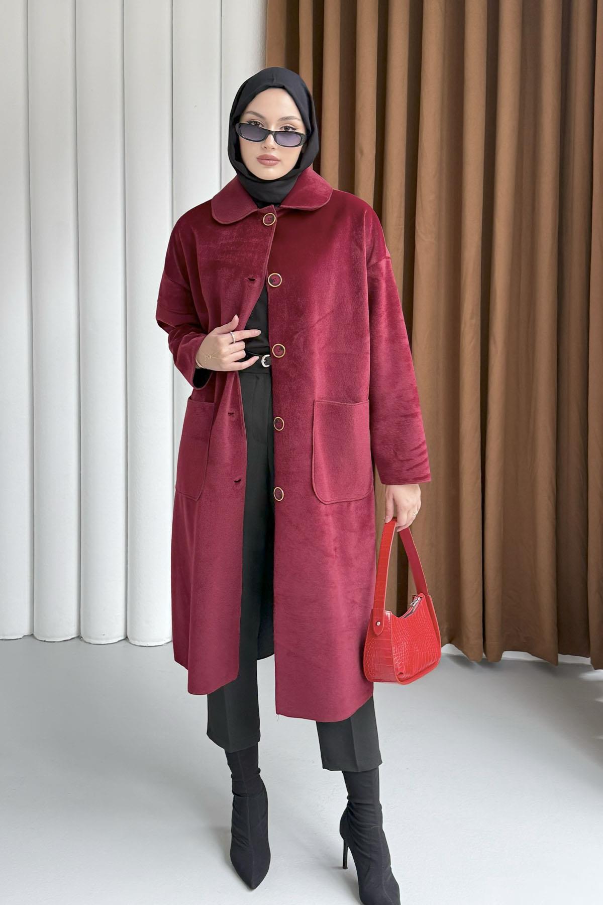 Torba Cepli Bebe Yaka Oversize Kaban-BORDO