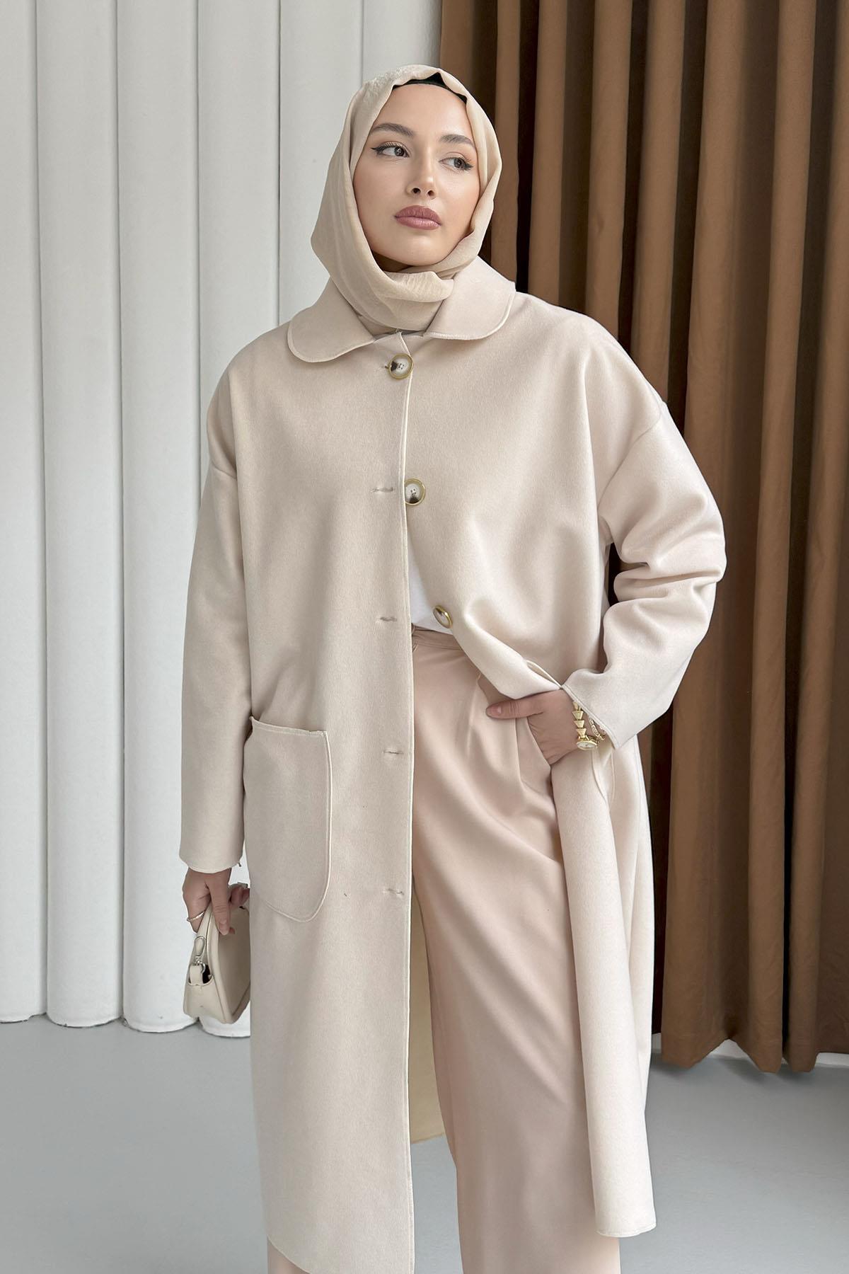 Torba Cepli Bebe Yaka Oversize Kaban-EKRU