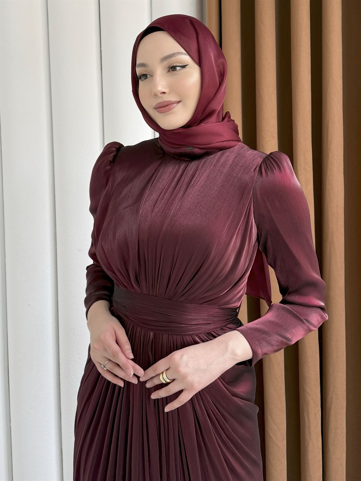 Aura Luxe Tesettür Abiye-BORDO