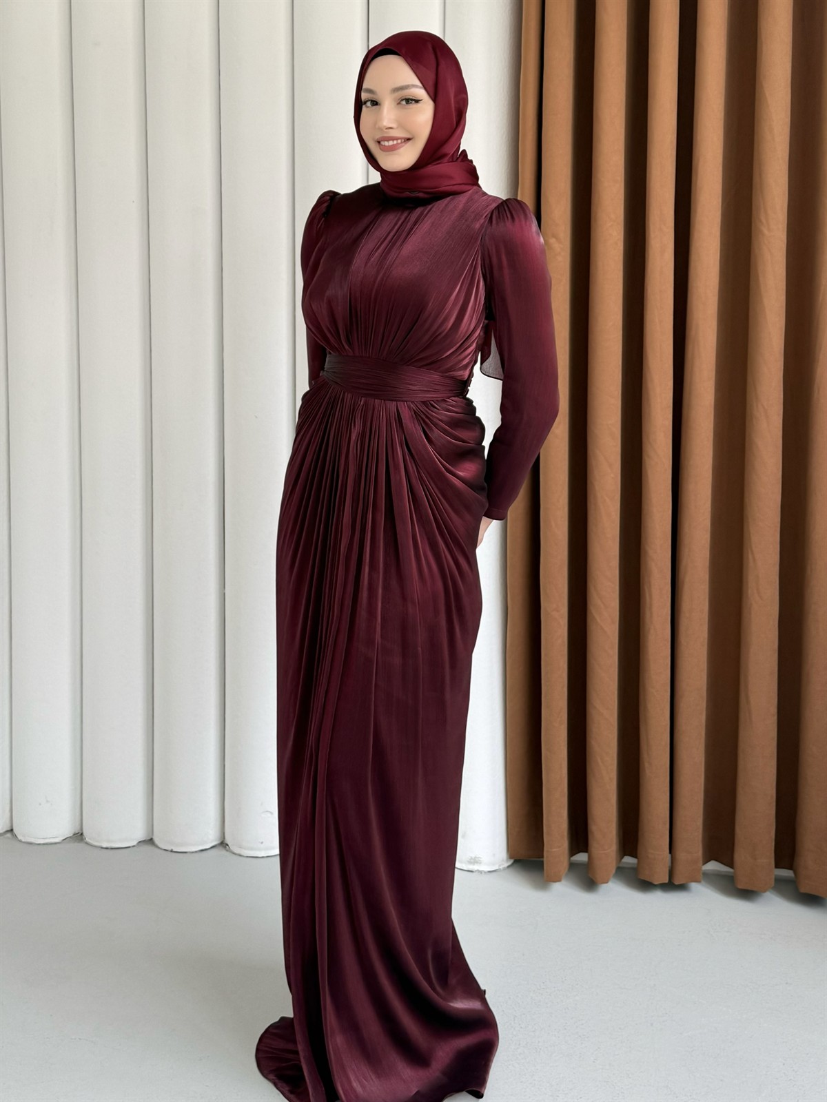 Aura Luxe Tesettür Abiye-BORDO