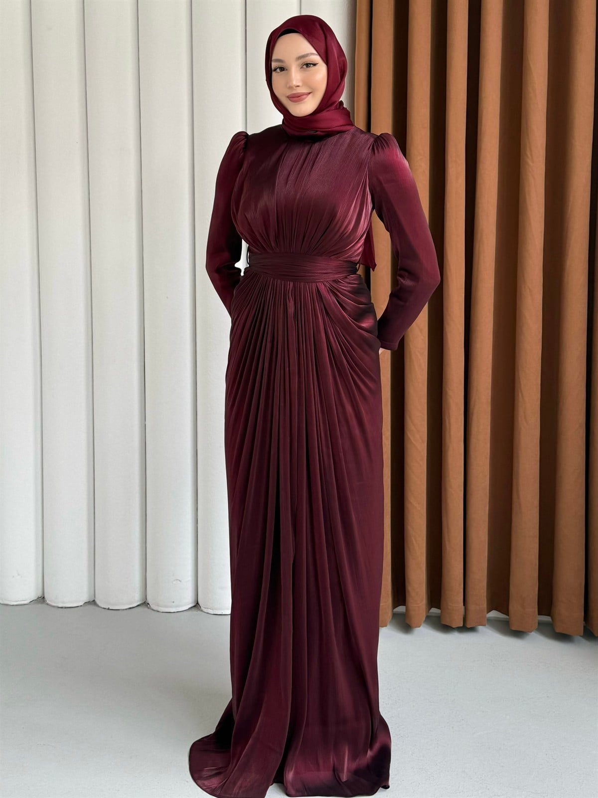 Aura Luxe Tesettür Abiye-BORDO