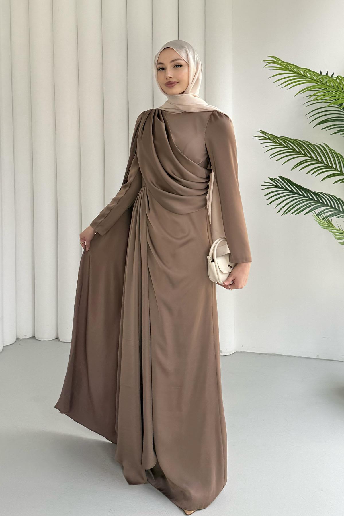 Ay Işığı Pelerin Detaylı Tesettür Abiye-VİZON