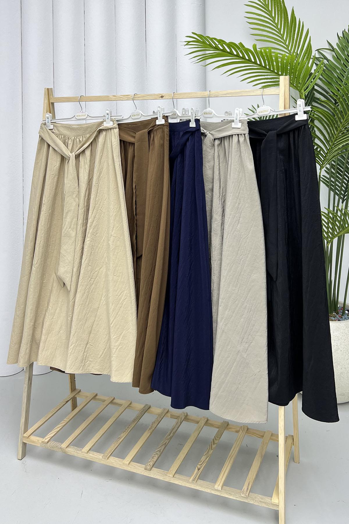 Bağlamalı Crash Etek-KAHVERENGİ