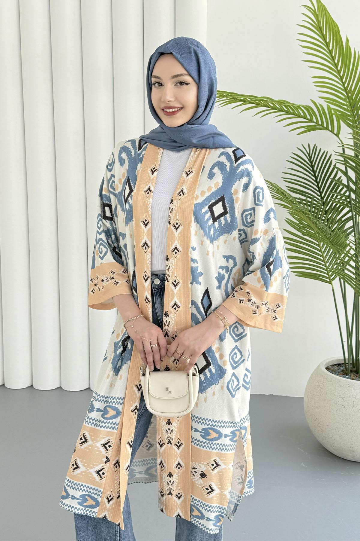 Çini Desen Kimono-MAVİ