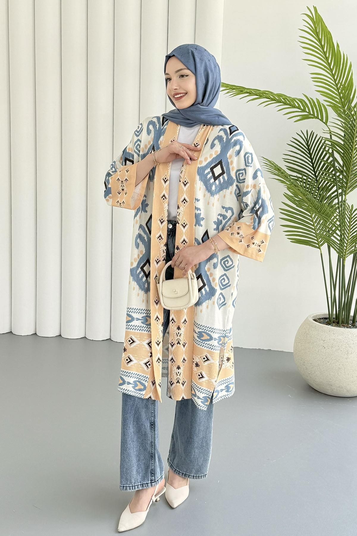 Çini Desen Kimono-MAVİ