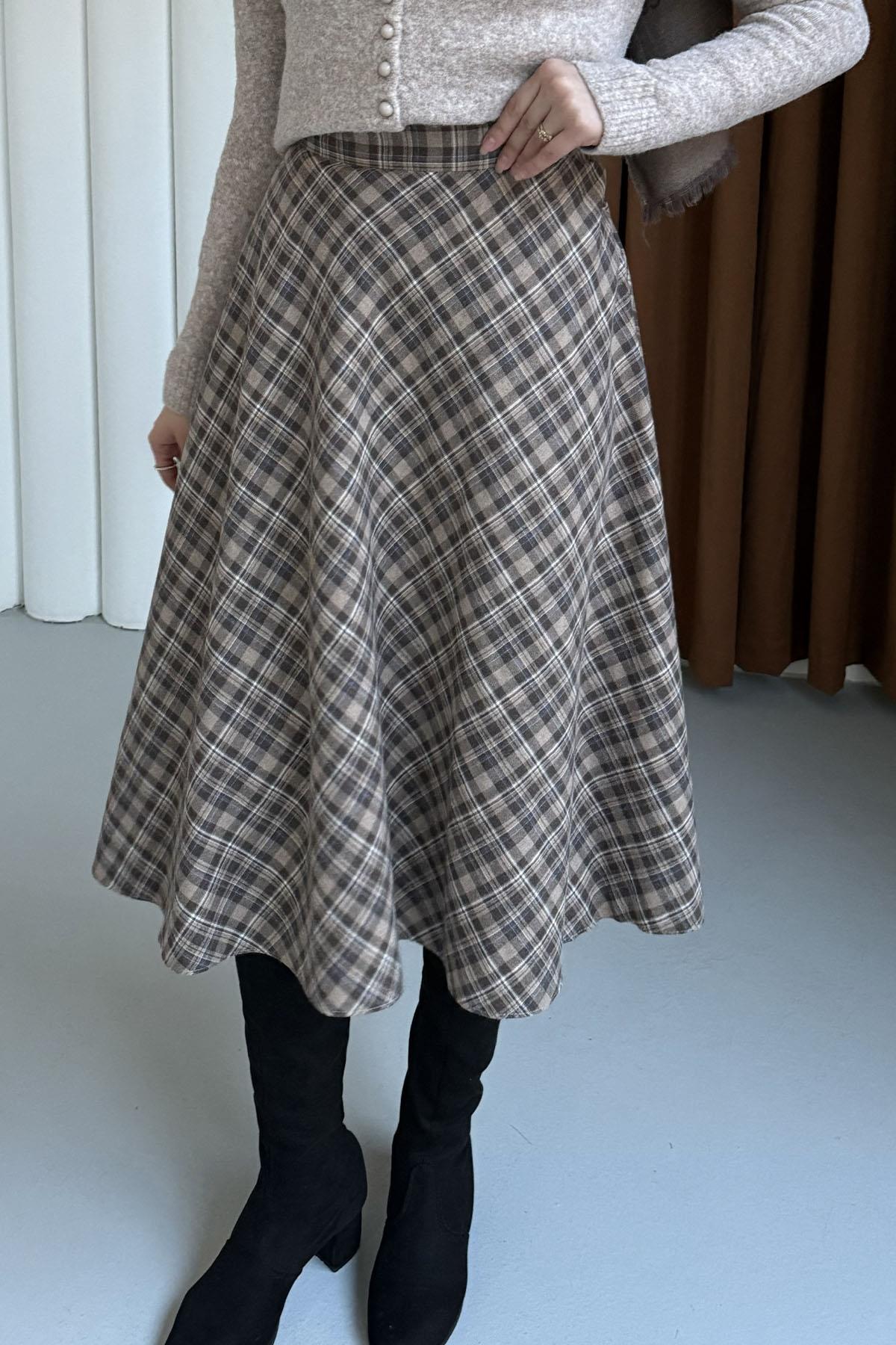 Ekose Desenli Verev Etek-VİZON