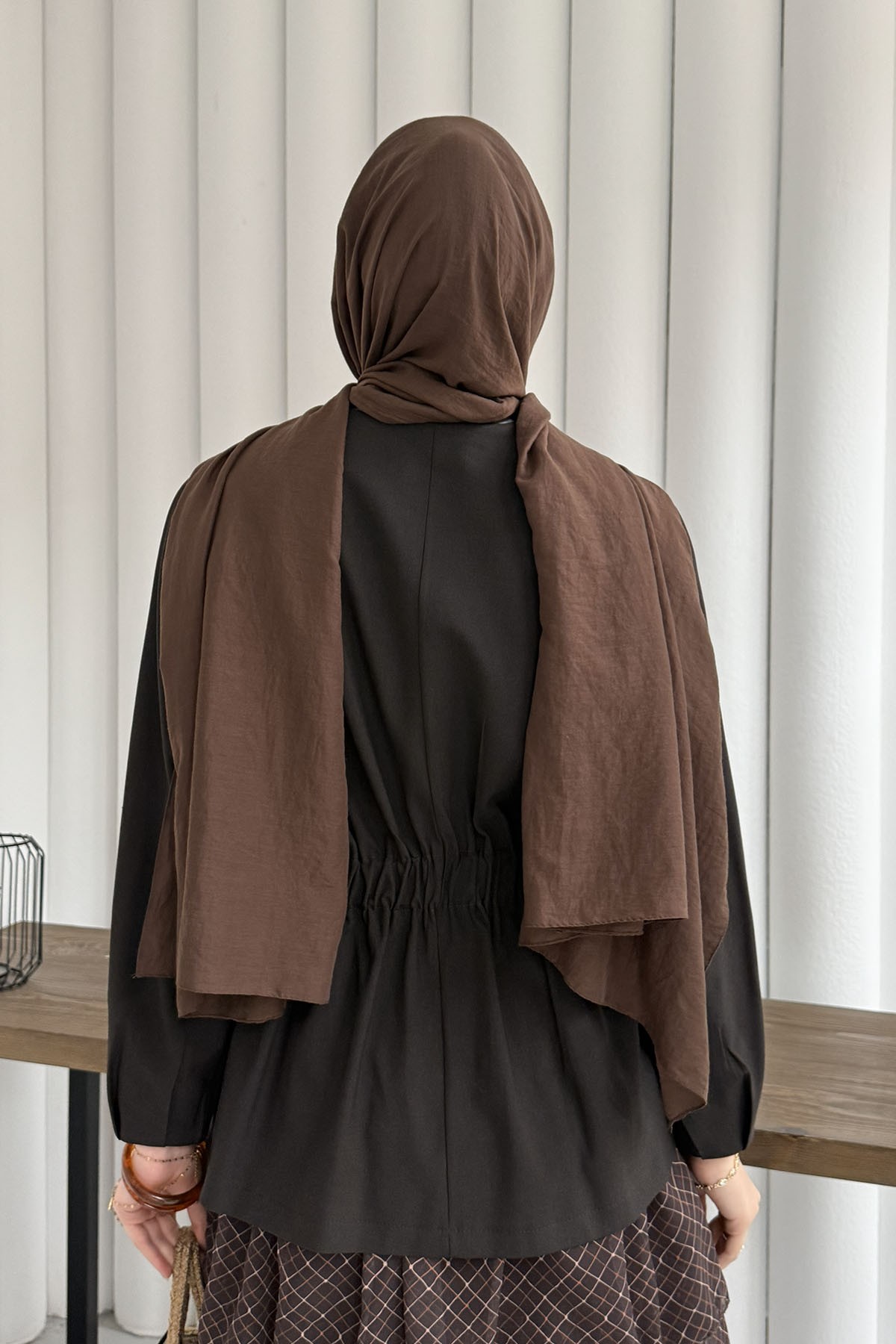 Feminen Bel Pensli Ön Düğmeli Ceket-KAHVERENGİ