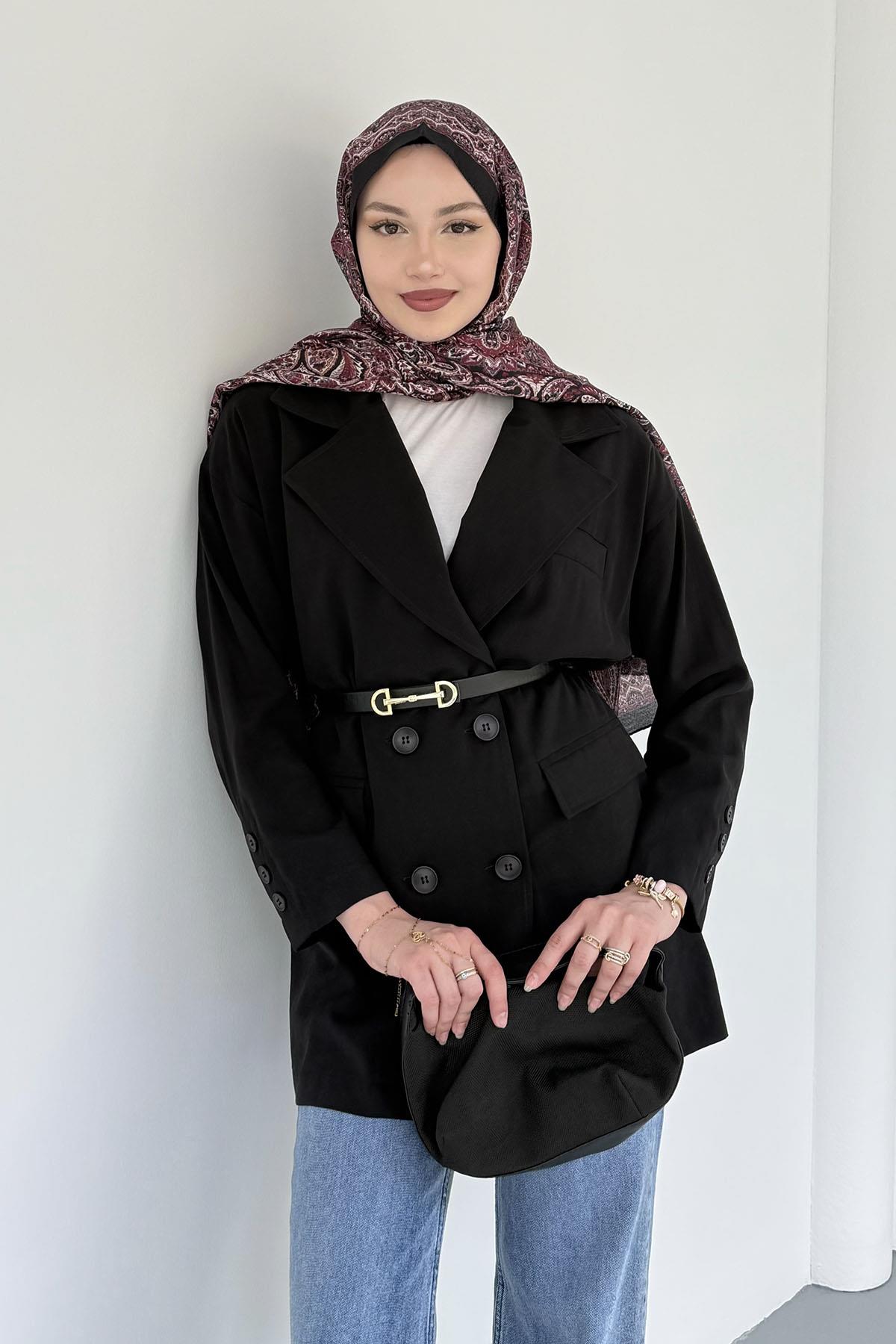 Gabardin Oversize Spor Ceket-SİYAH