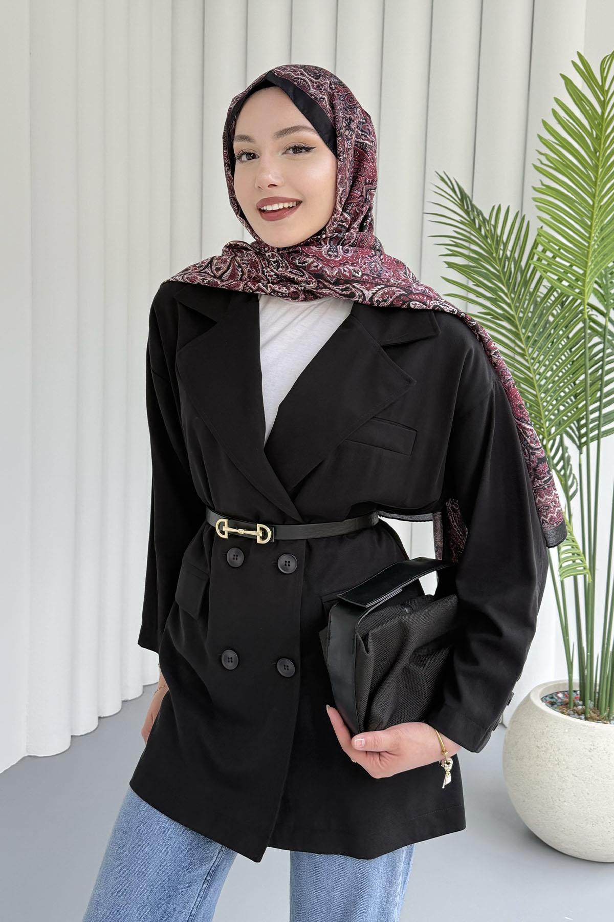 Gabardin Oversize Spor Ceket-SİYAH