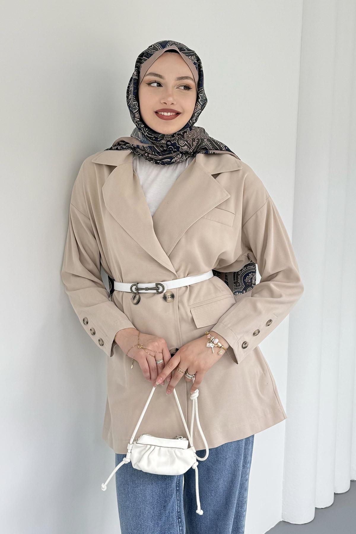 Gabardin Oversize Spor Ceket-TAŞ