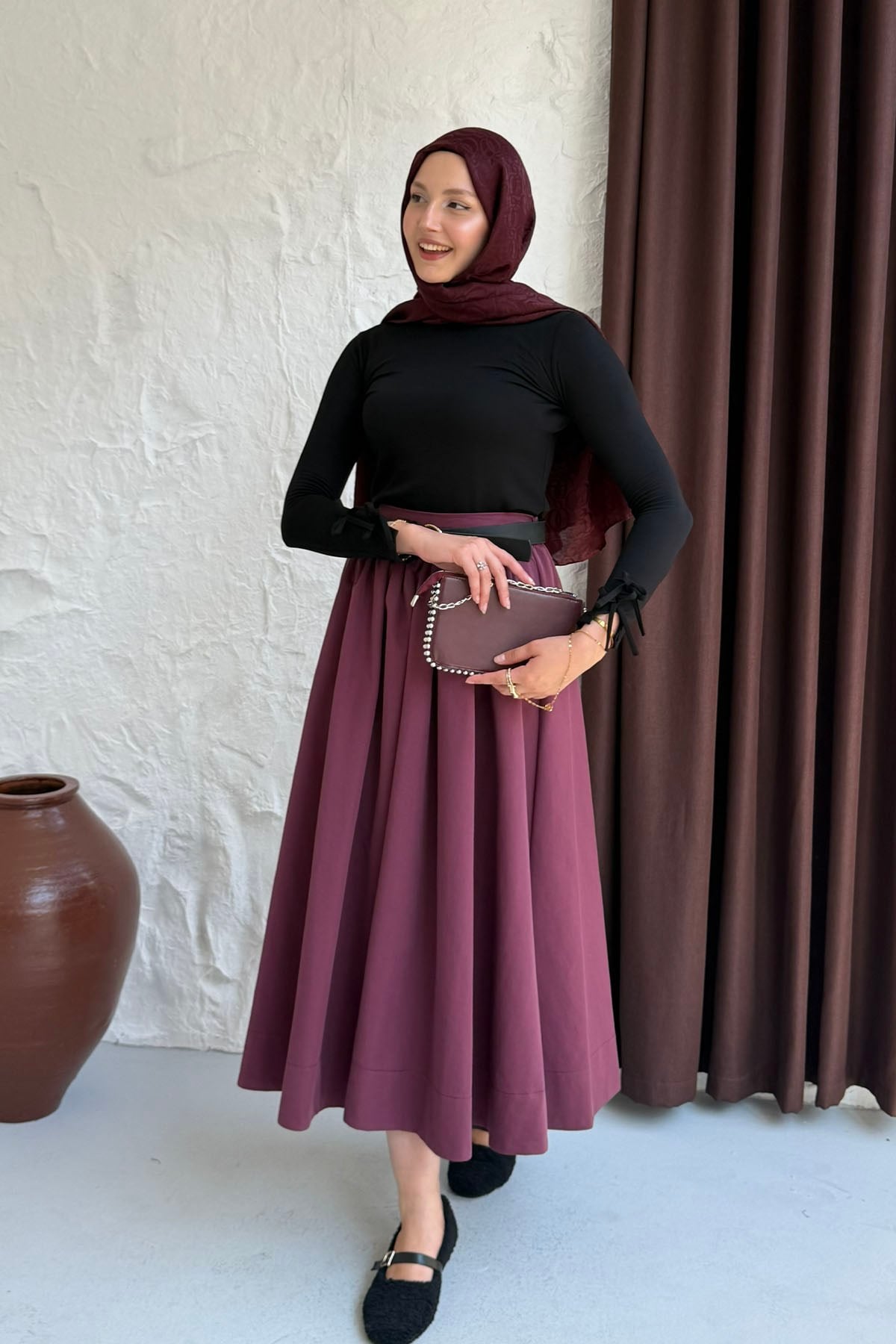 Kol Fiyonk Süs Detaylı Şık Bluz-SİYAH