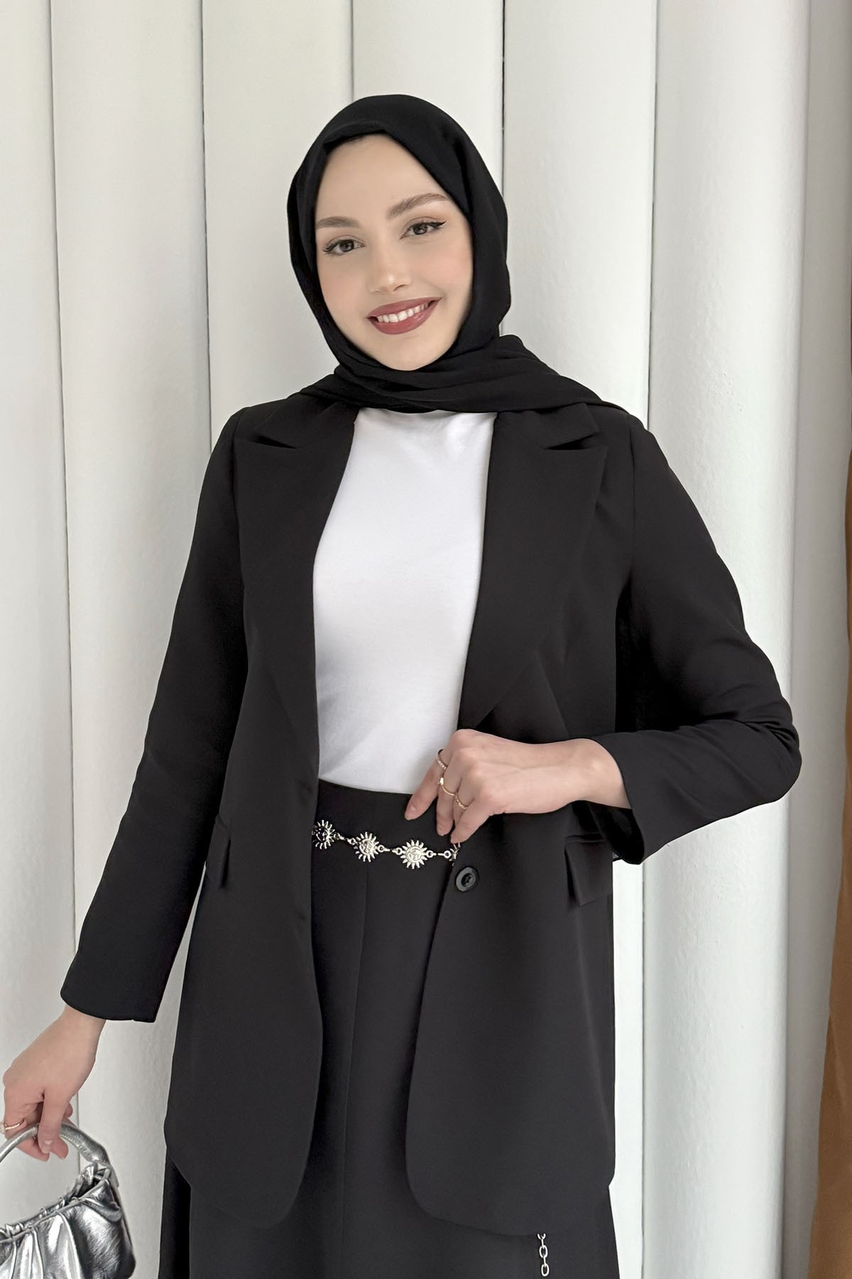 Mono Yaka 2 Düğme Cep Kapaklı Ceket-SİYAH