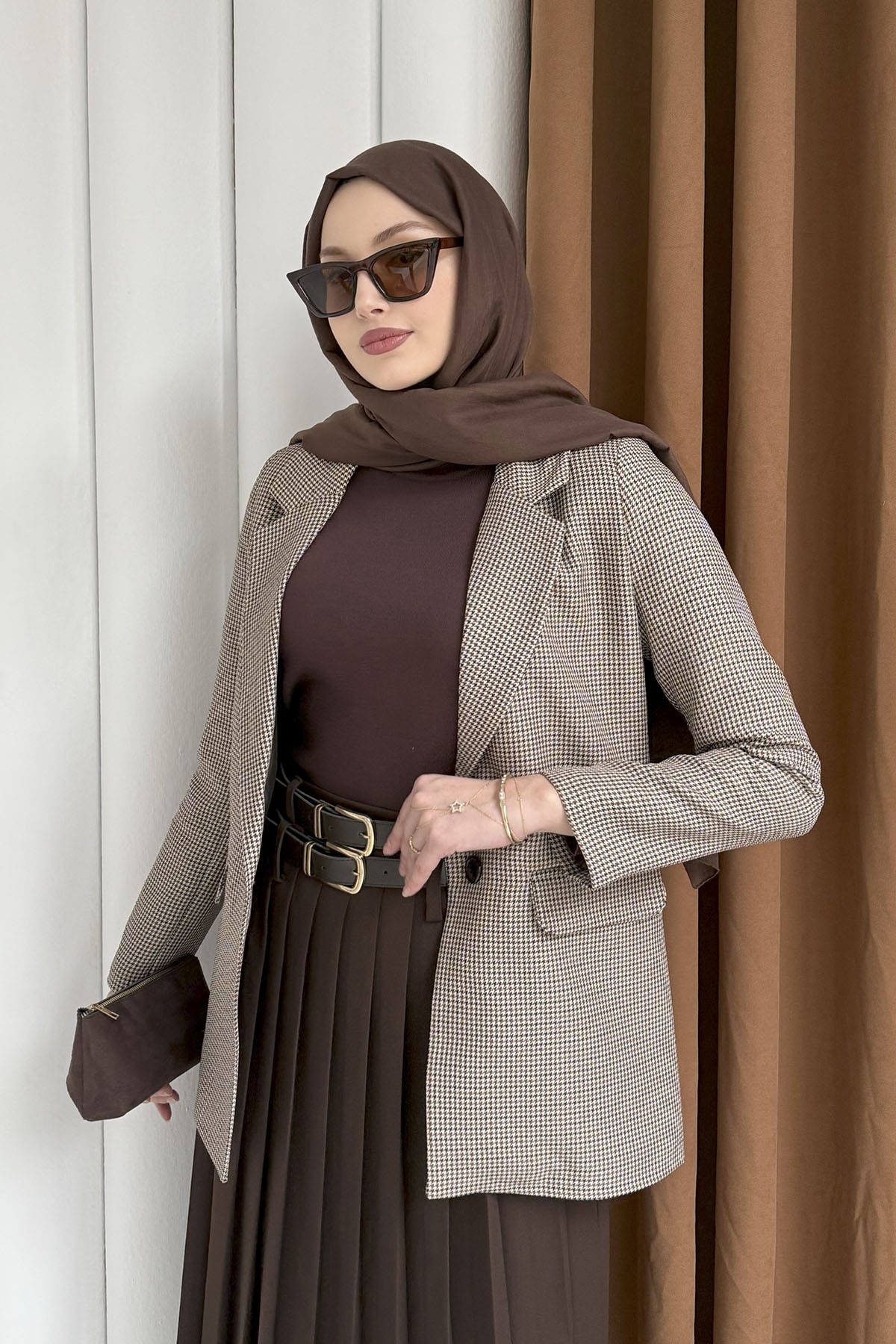 Mono Yaka Tek Düğme Ceket-BEJ