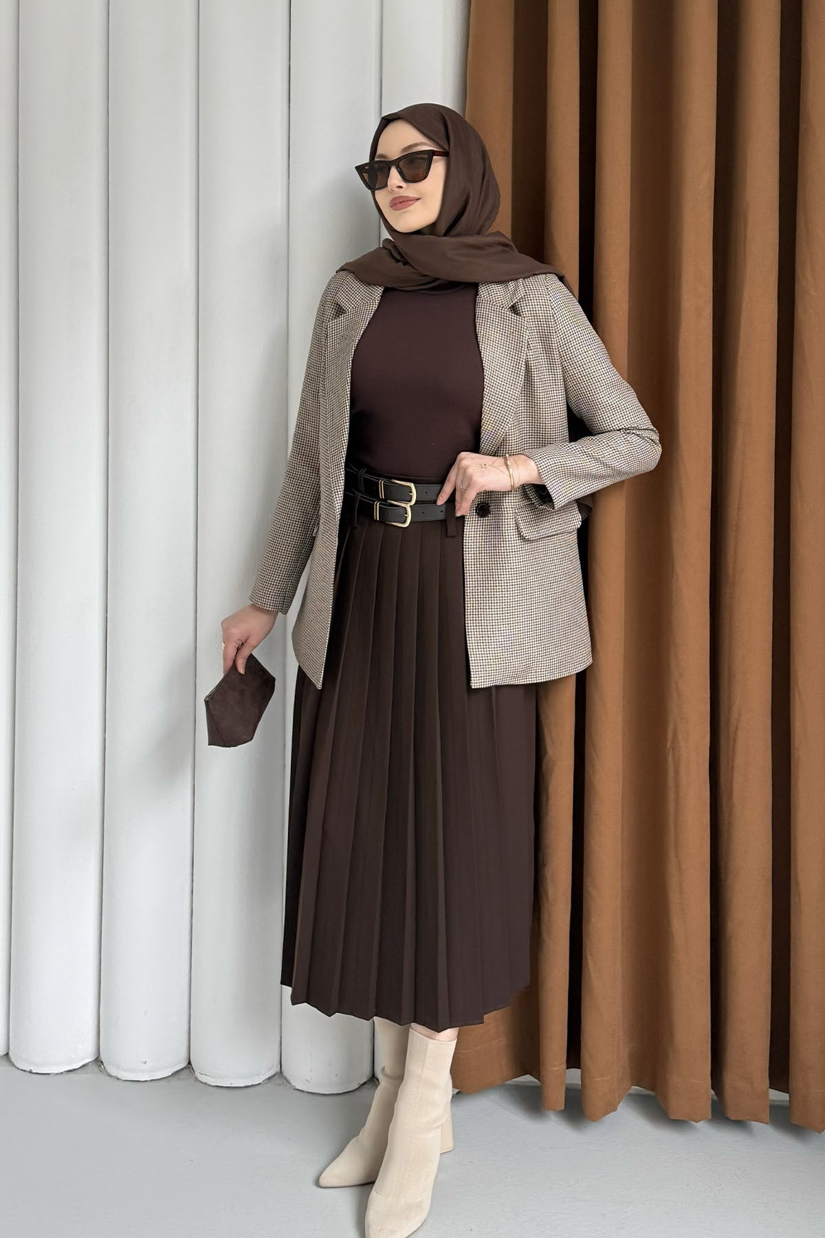 Mono Yaka Tek Düğme Ceket-BEJ