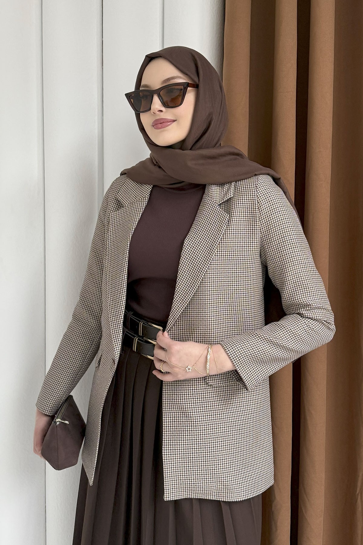 Mono Yaka Tek Düğme Ceket-BEJ