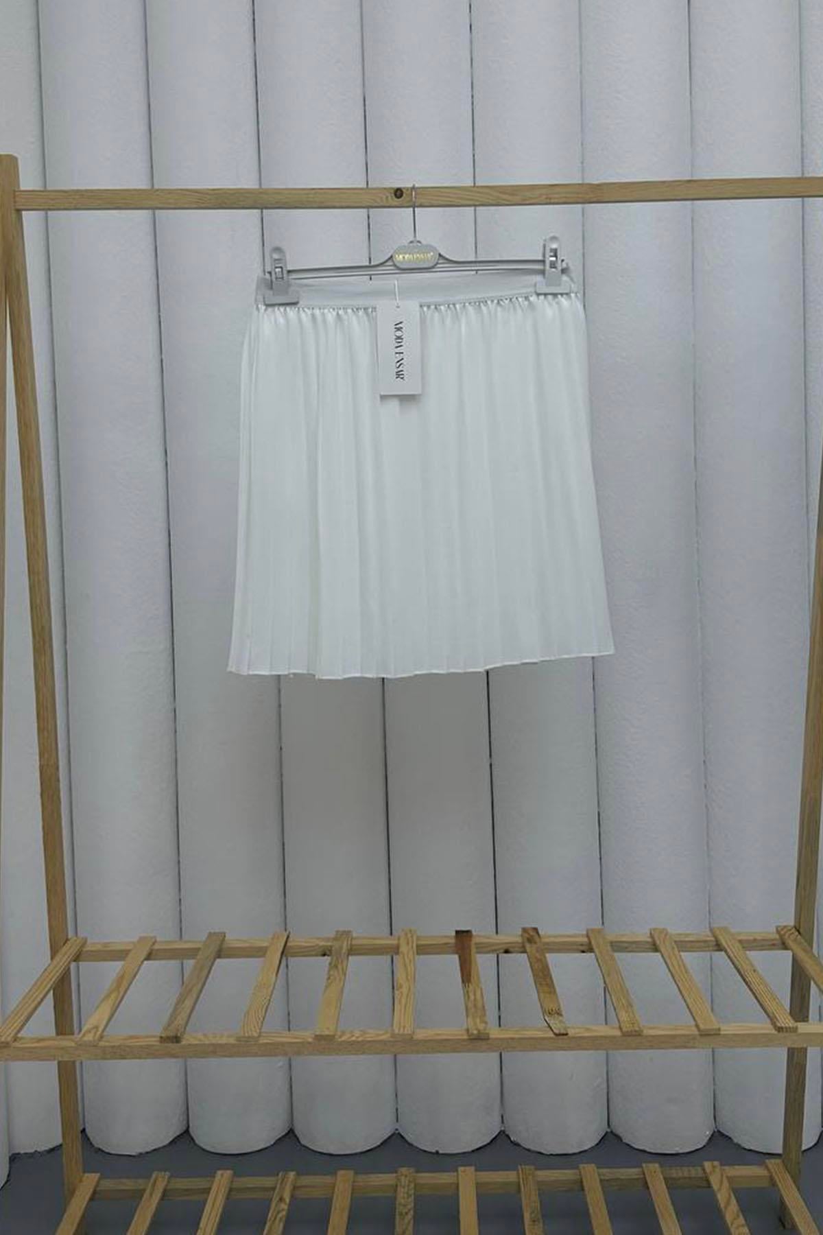 Piliseli Etek İçlik-BEYAZ