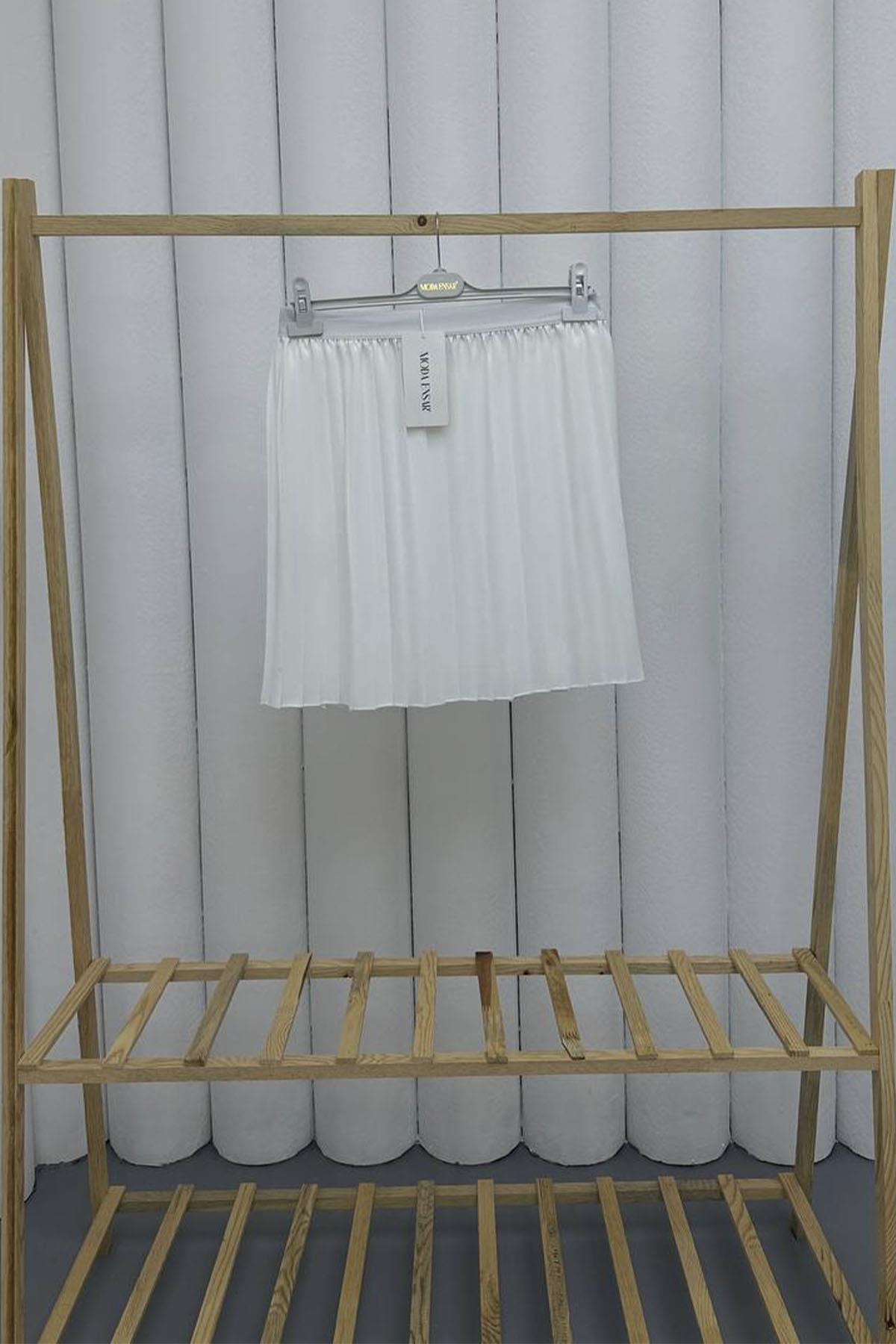 Piliseli Etek İçlik-BEYAZ