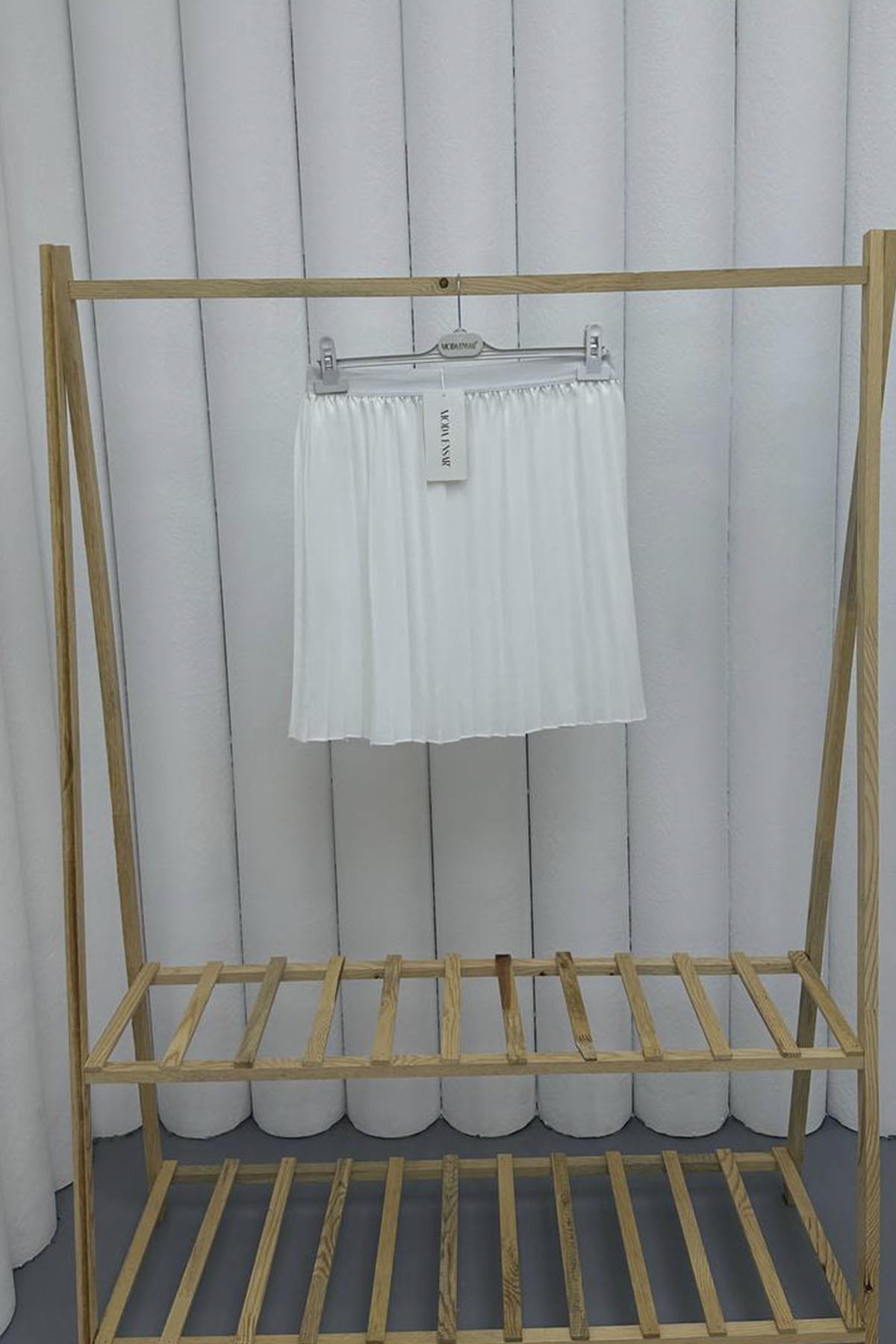 Piliseli Etek İçlik-BEYAZ