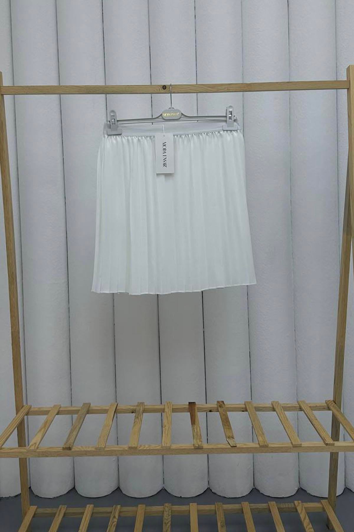 Piliseli Etek İçlik-BEYAZ