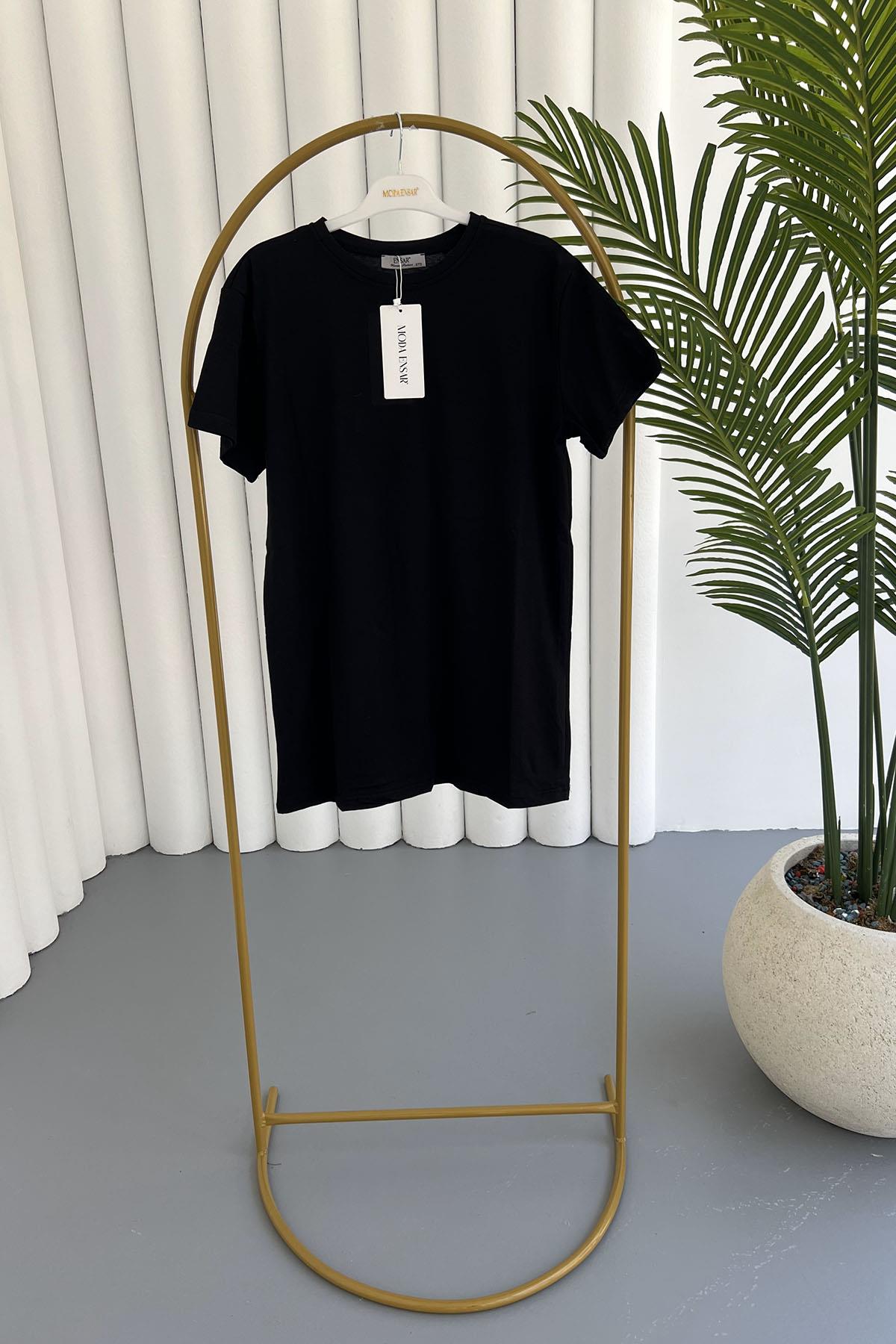 Spor Bisiklet Yaka Pamuk Oversize İçlik-SİYAH