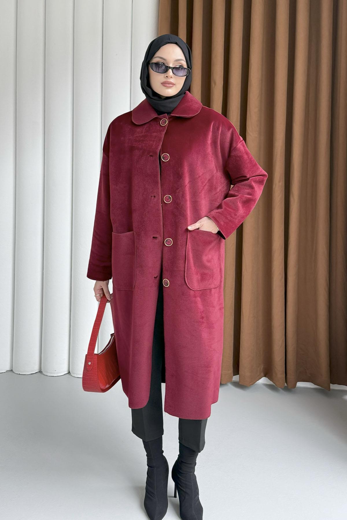 Torba Cepli Bebe Yaka Oversize Kaban-BORDO